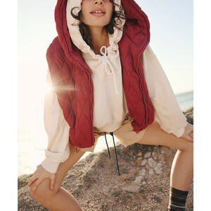 Free People 'Dream Big' Red Quilted Vest Size XS